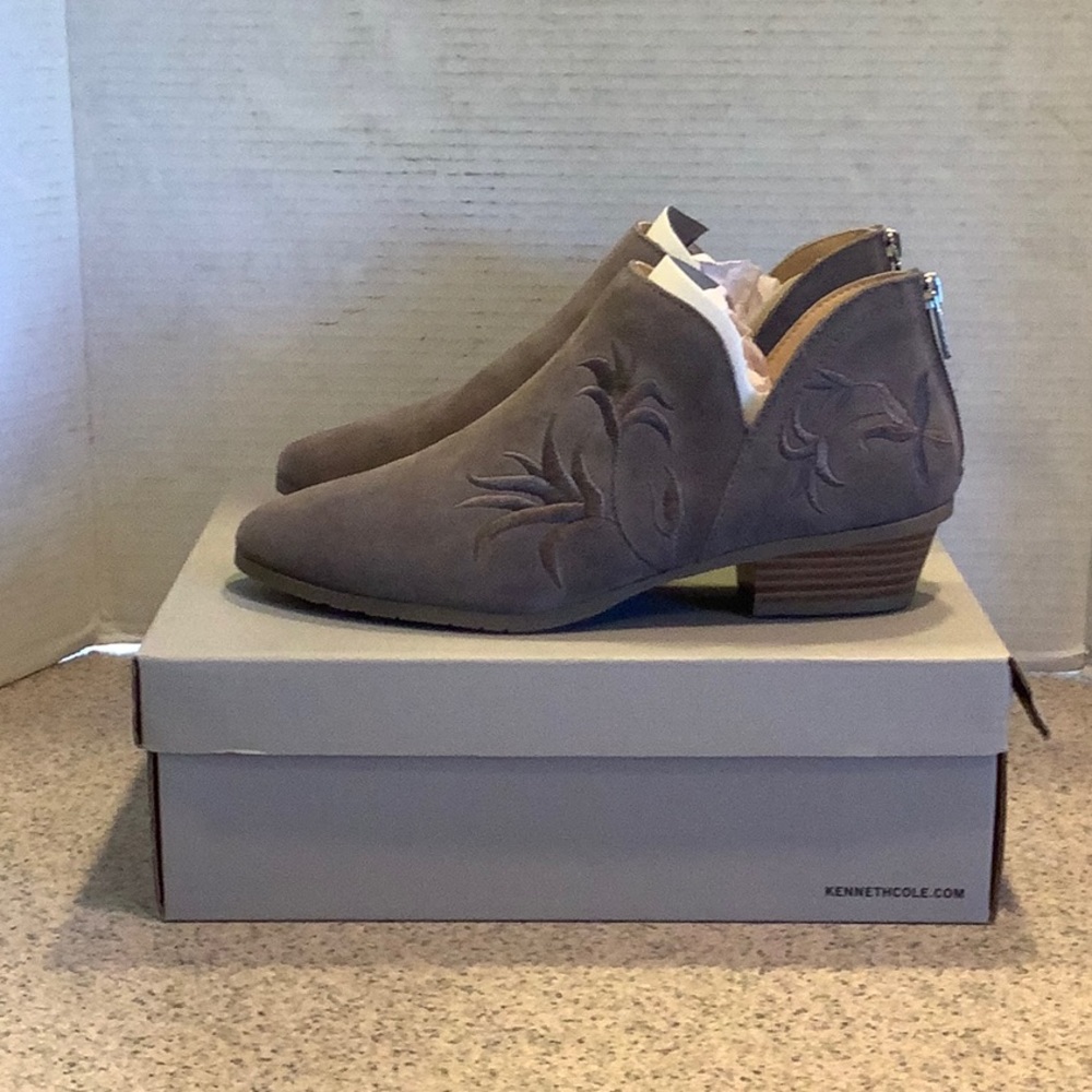 Kenneth Cole Reaction Grey Leather Suede Bootie NIB
